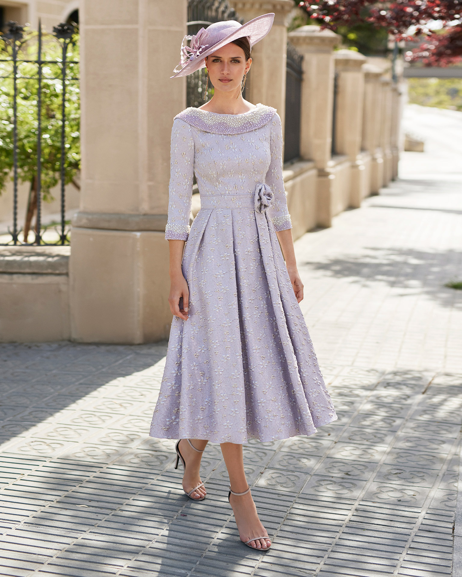 Rosa Clara lavender smoke dress in brocade