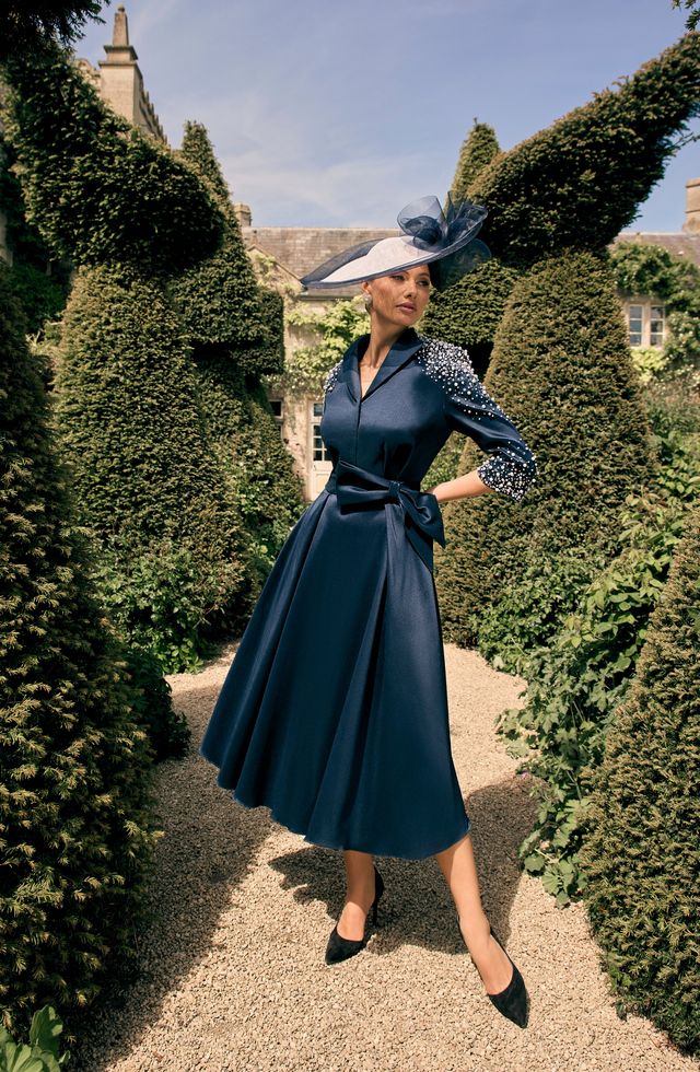 Veni Infantino 992714 navy dress with pearl beading