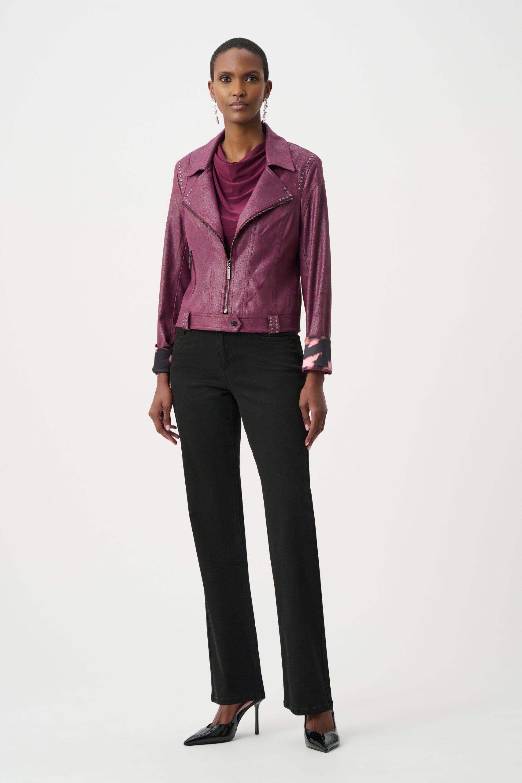 Joseph Ribkoff faux suede jacket in Elderberry