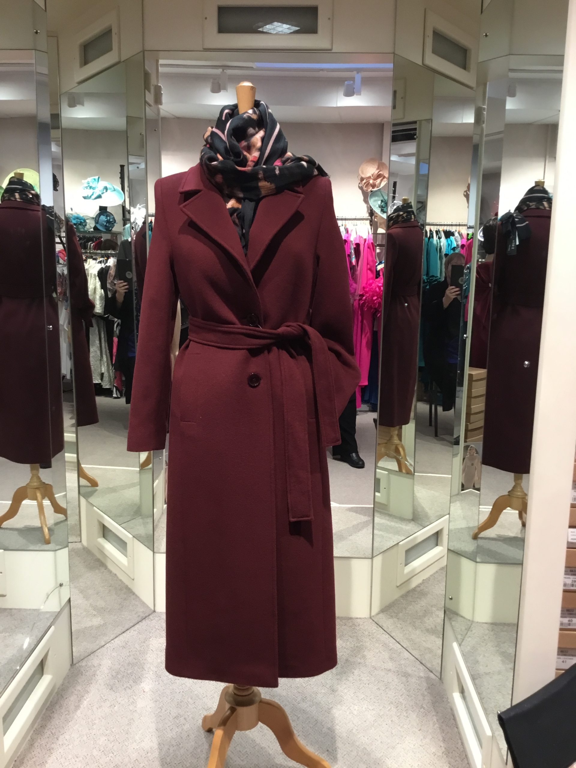 Christina Felix wool and cashmere burgandy coat 579